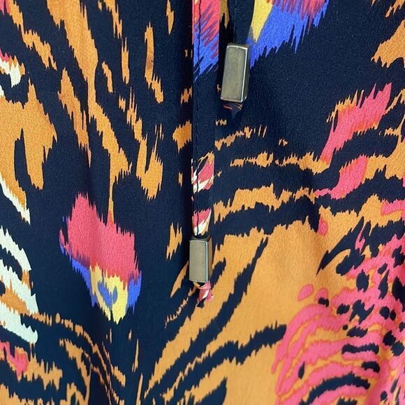 Bright animal print blouse with tie by K/G size Small - Picture 6 of 7